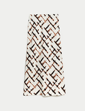 Linen Blend Printed Maxi Slip Skirt Image 2 of 5