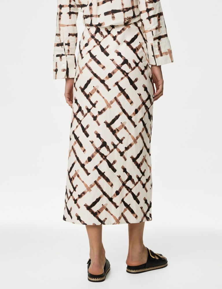 Linen Blend Printed Maxi Slip Skirt 5 of 5