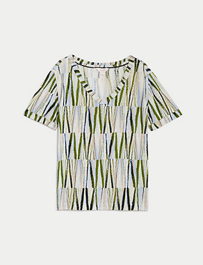 Linen Blend Printed T-Shirt Image 2 of 5