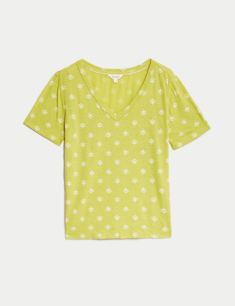 Linen Blend Printed T-Shirt 2 of 5