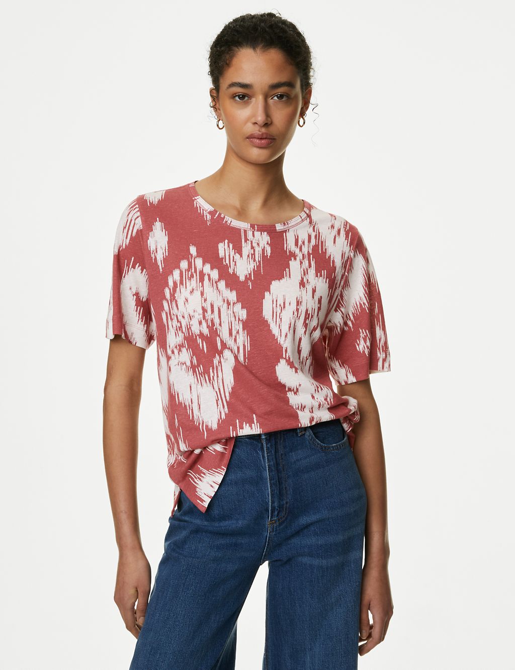 Linen Blend Printed Top 4 of 5