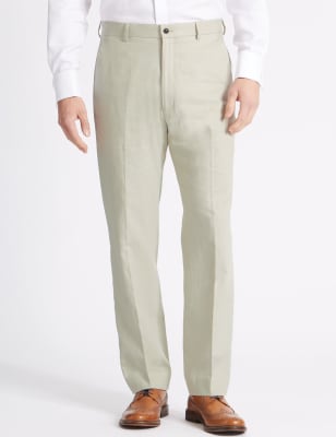 Linen Blend Regular Fit Trousers, M&S Collection