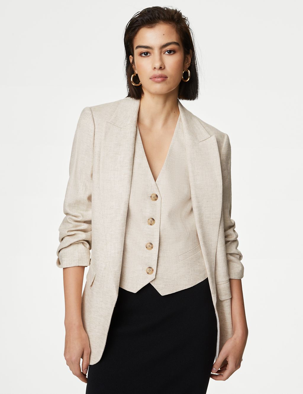 Linen Blend Relaxed Single Breasted Blazer 7 of 7