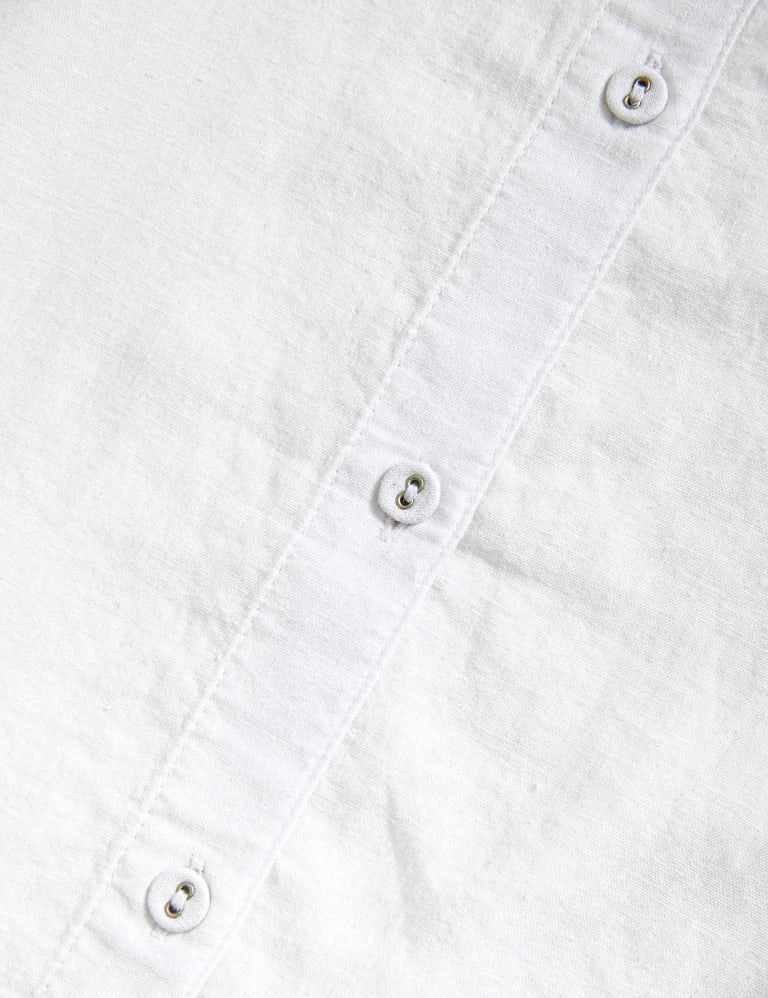 Linen Blend Round Neck Button Detail Blouse 6 of 6