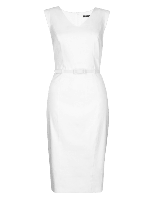 m&s linen blend shift dress