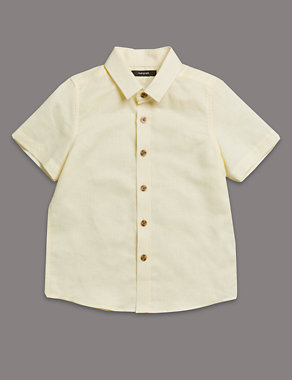Linen Blend Short Sleeve Shirt (1-7 Years) Image 2 of 3