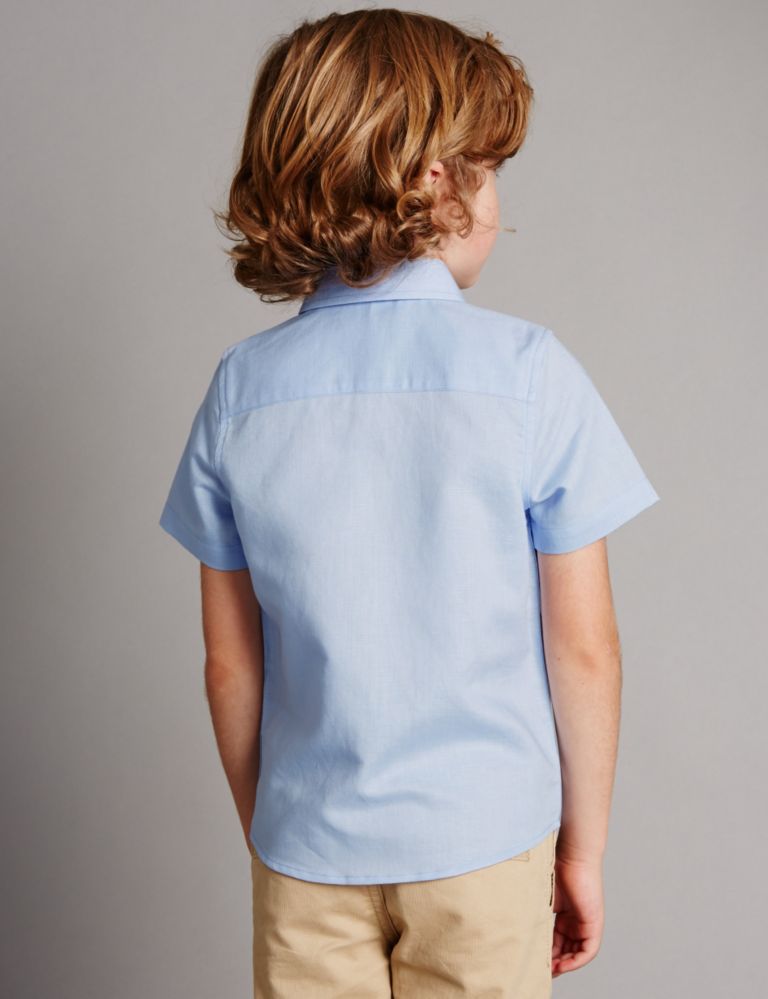 Linen Blend Short Sleeve Shirt (1-7 Years) 3 of 3