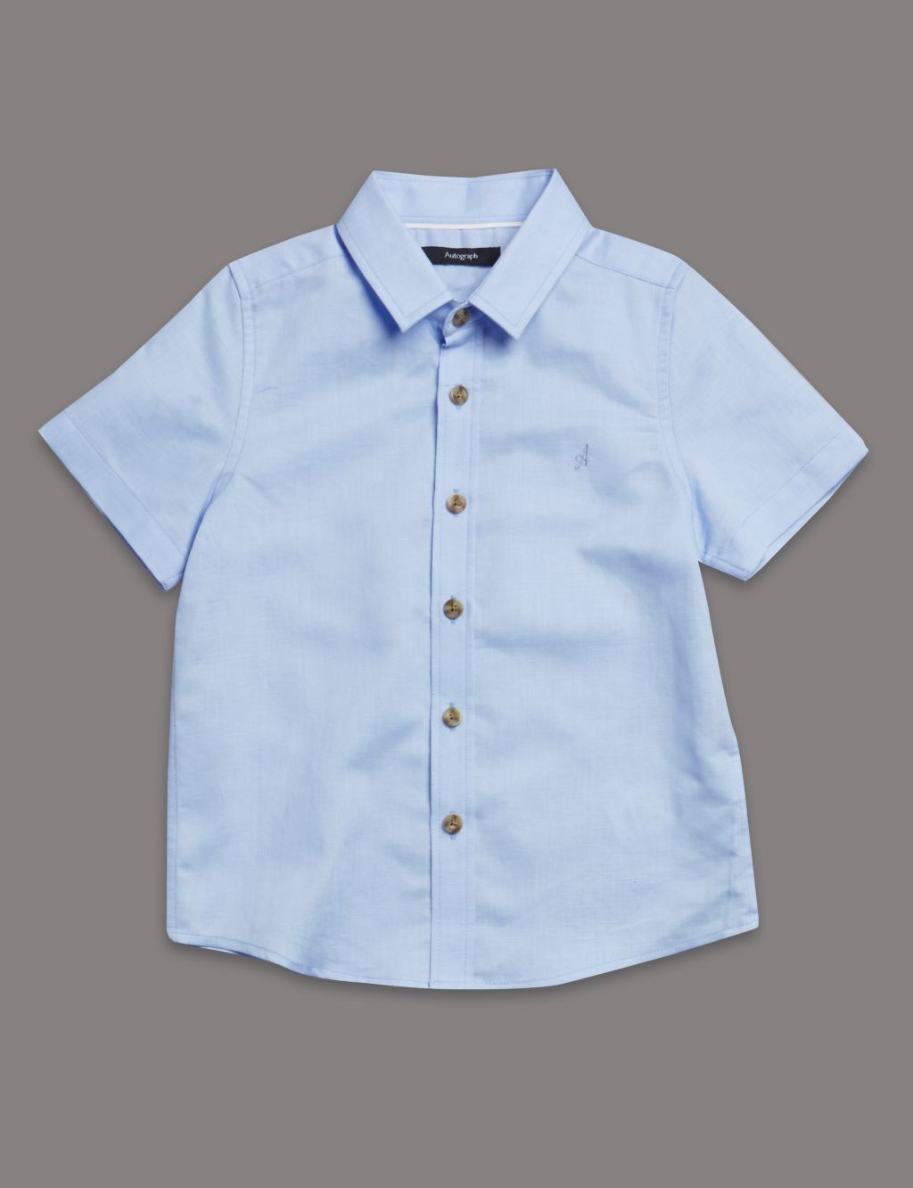 Linen Blend Short Sleeve Shirt (1-7 Years) 1 of 3