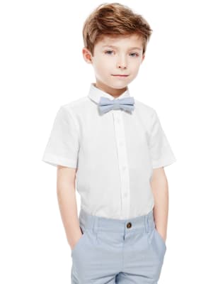 Short sleeve dress clearance shirt with bow tie