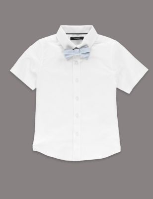 Linen Blend Short Sleeve Shirt with Bow Tie (1-7 Years) Image 2 of 3
