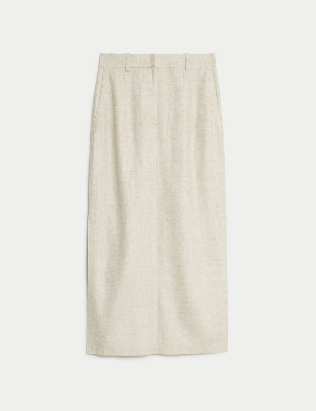 Linen Blend Side Split Maxi Column Skirt 1 of 6