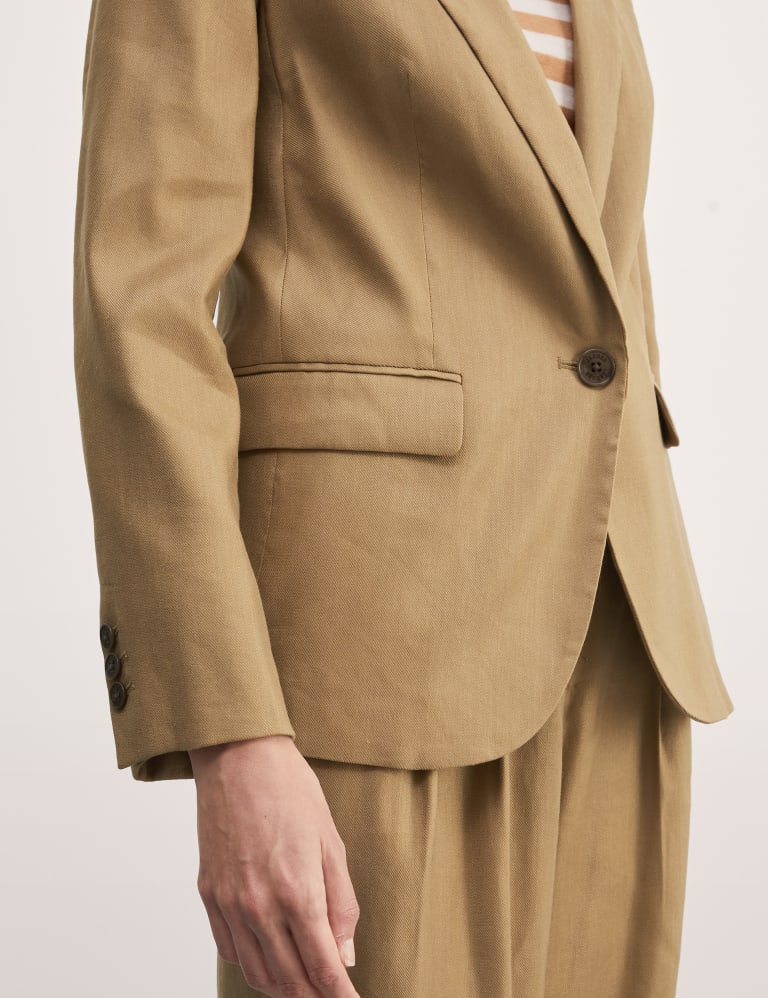 Linen Blend Single Breasted Blazer JAEGER M S