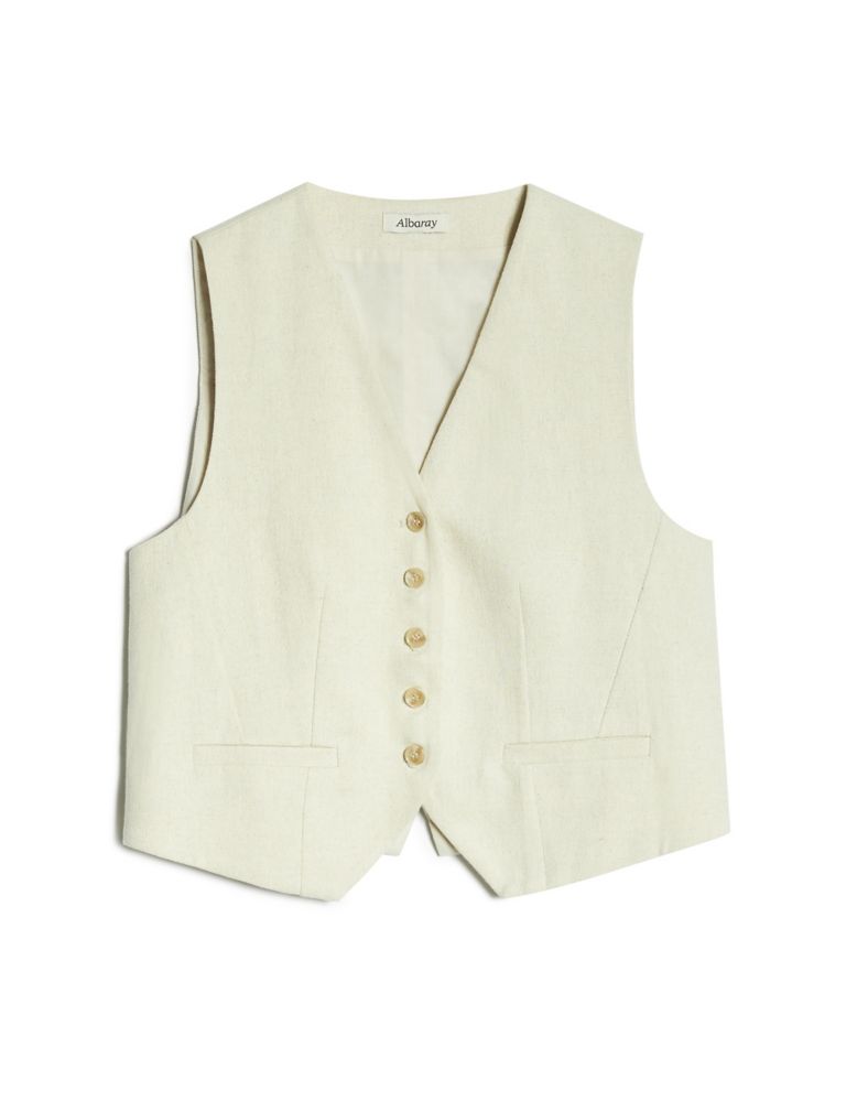Linen Blend Single Breasted Waistcoat 2 of 8