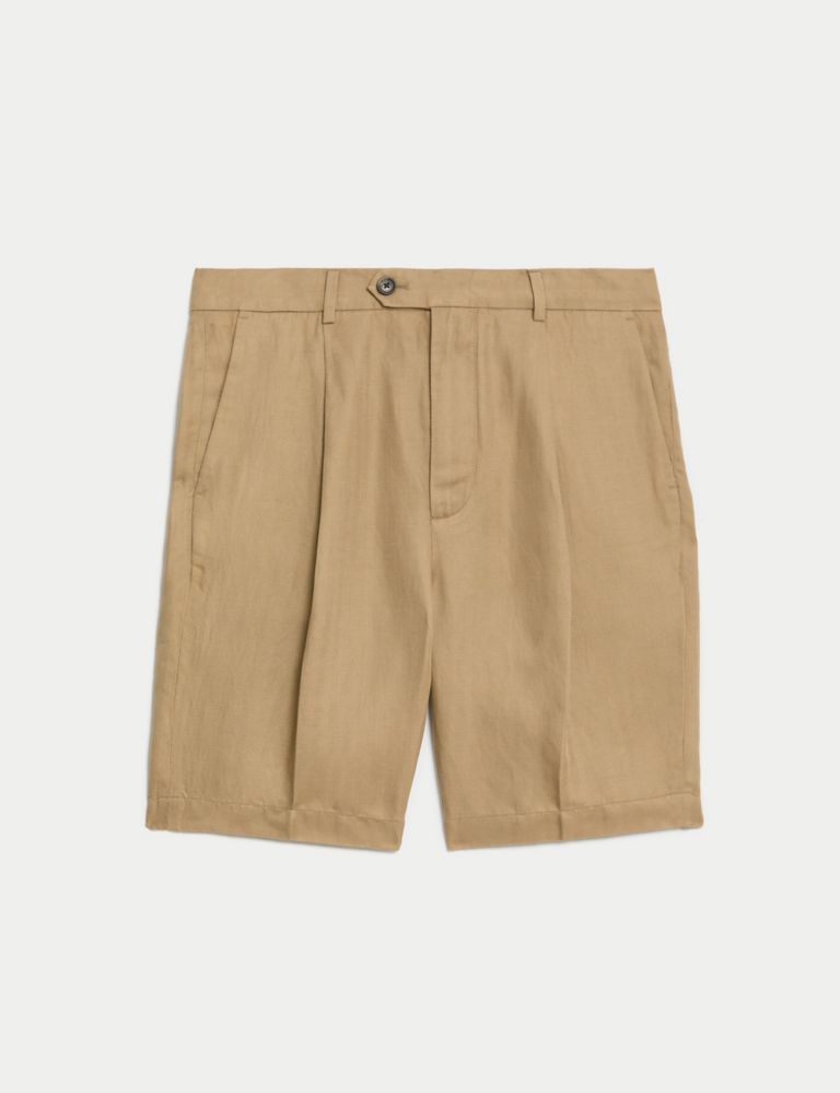 Linen Blend Single Pleat Shorts 2 of 7