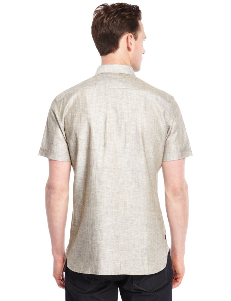 Linen Blend Slim Fit Military Shirt 4 of 4