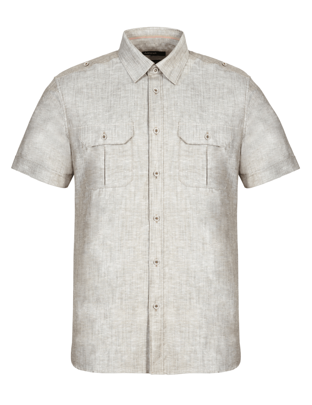 Linen Blend Slim Fit Military Shirt Autograph M&S