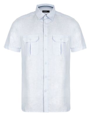 Linen Blend Slim Fit Slub Shirt Image 2 of 4