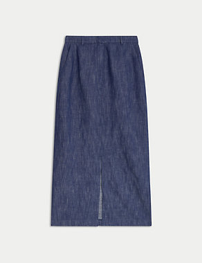 Linen Blend Split Front Maxi Column Skirt Image 2 of 5