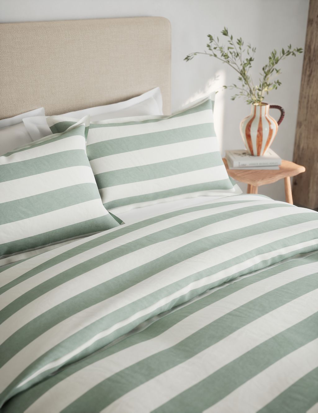 Linen Blend Striped Bedding Set 4 of 6