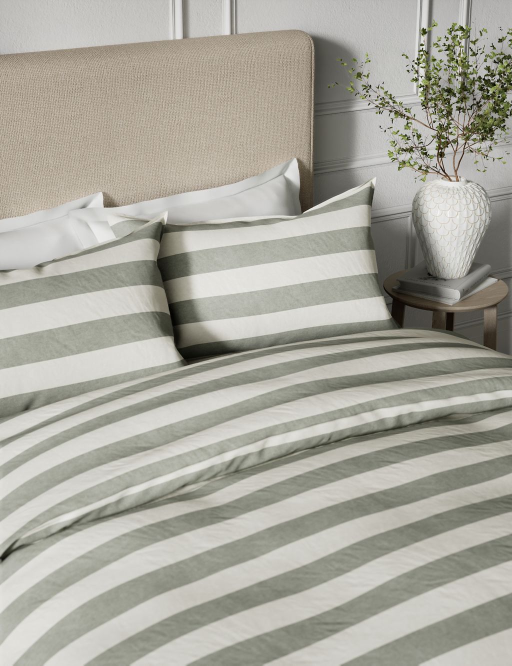 Linen Blend Striped Bedding Set 4 of 5