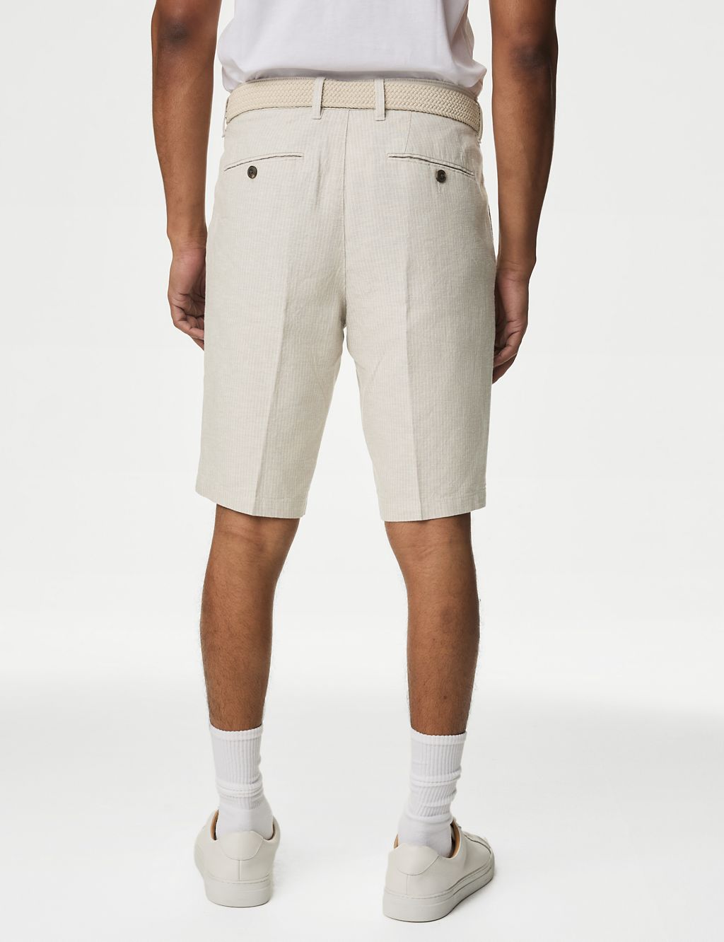 Linen Blend Striped Belted Chino Shorts 6 of 6