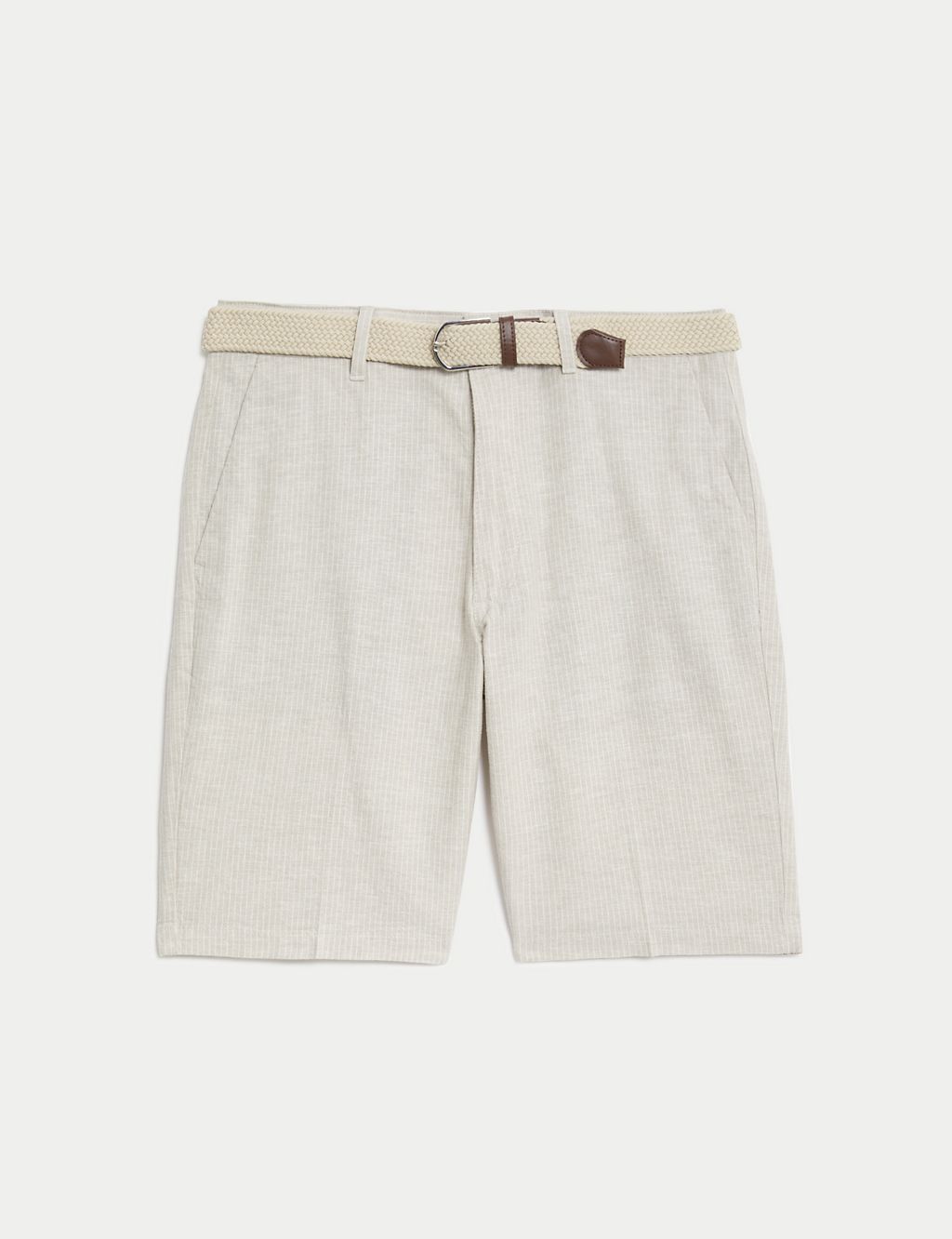 Linen Blend Striped Belted Chino Shorts 1 of 6