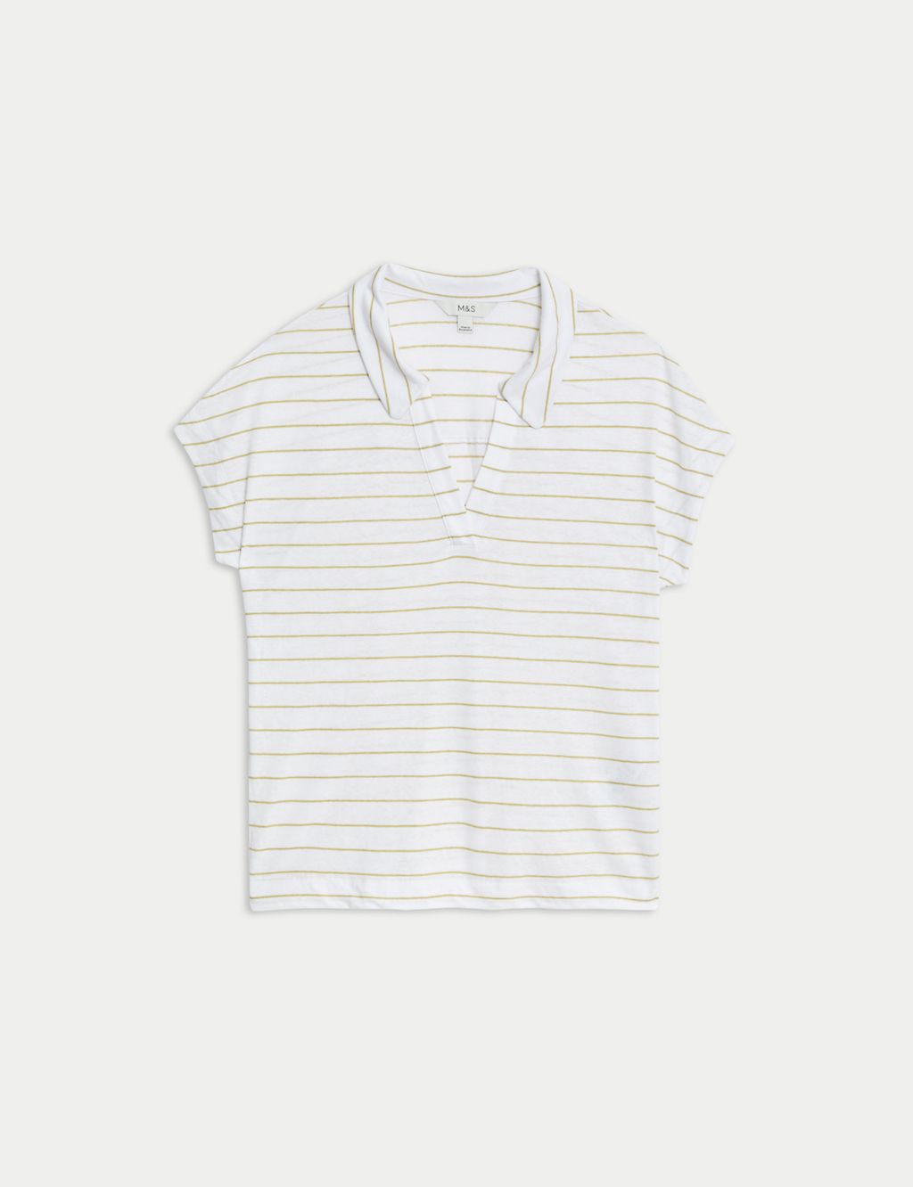 Linen Blend Striped Collared Top 1 of 5