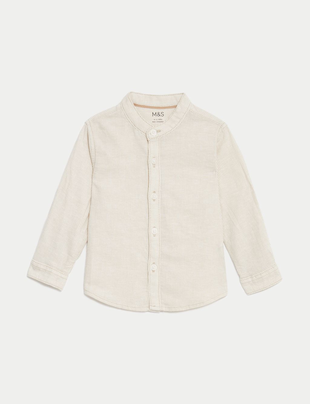 Linen Blend Striped Grandad Shirt (0-3 Yrs) 3 of 4