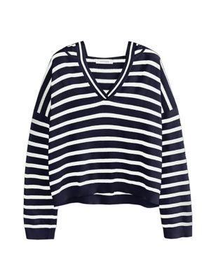 Linen Blend Striped Hoodie Image 2 of 4