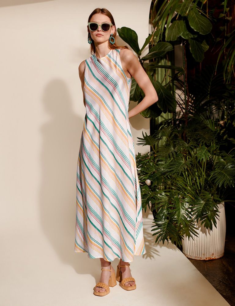 Linen Blend Striped Maxi Slip Dress 2 of 2
