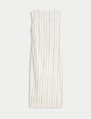Linen Blend Striped Midaxi Bodycon Dress Image 2 of 5