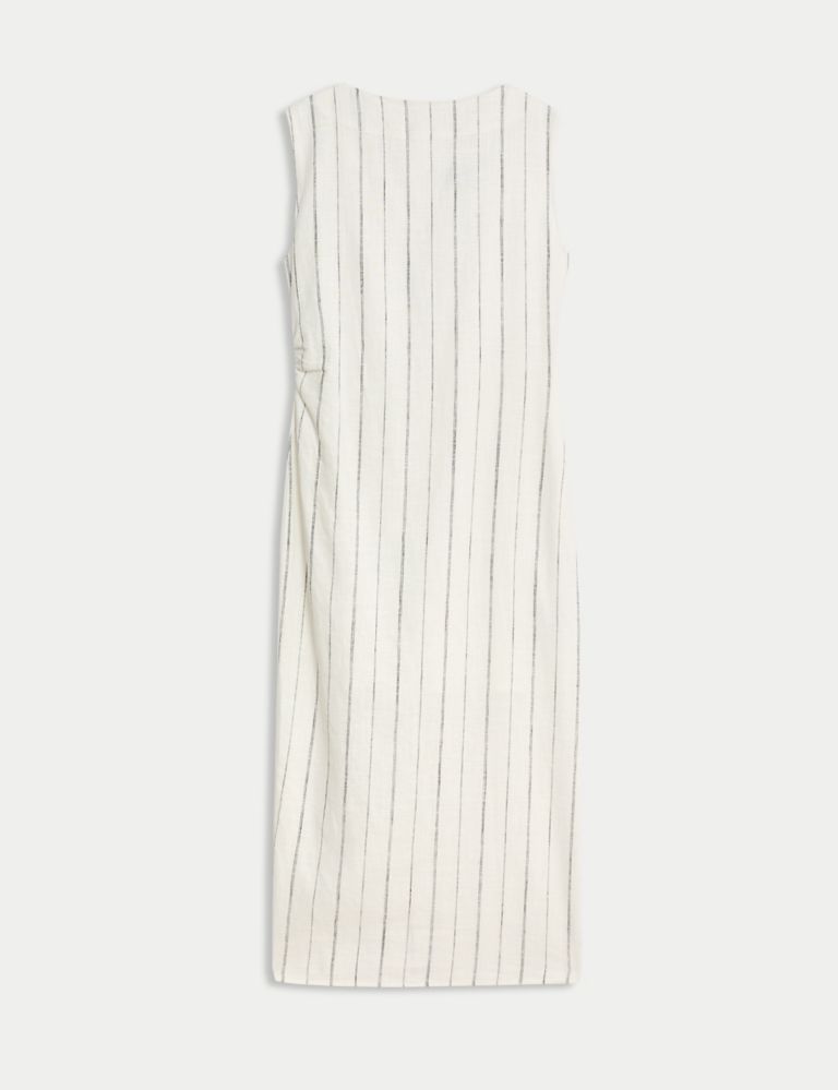 Linen Blend Striped Midaxi Bodycon Dress 2 of 5
