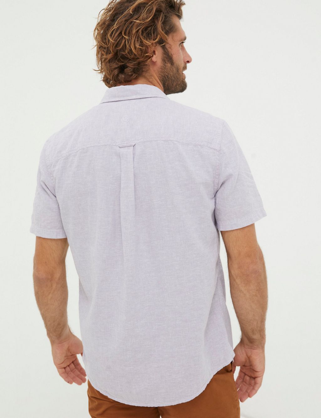 Linen Blend Striped Oxford Shirt 2 of 5