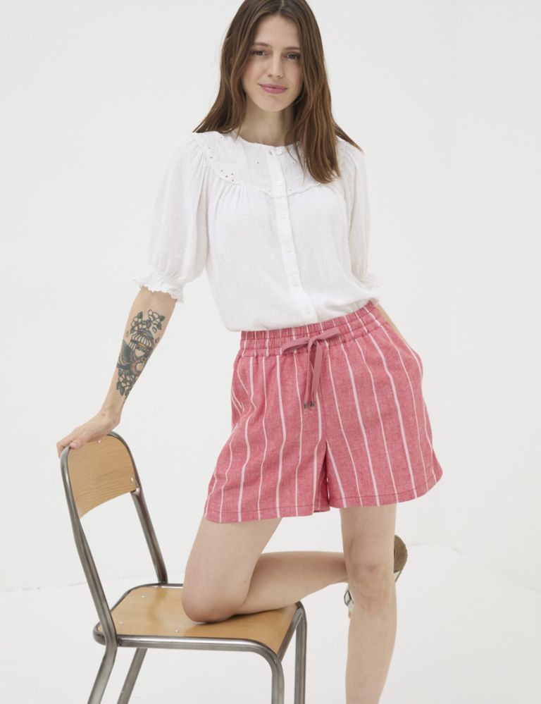Linen Blend Striped Shorts 1 of 5