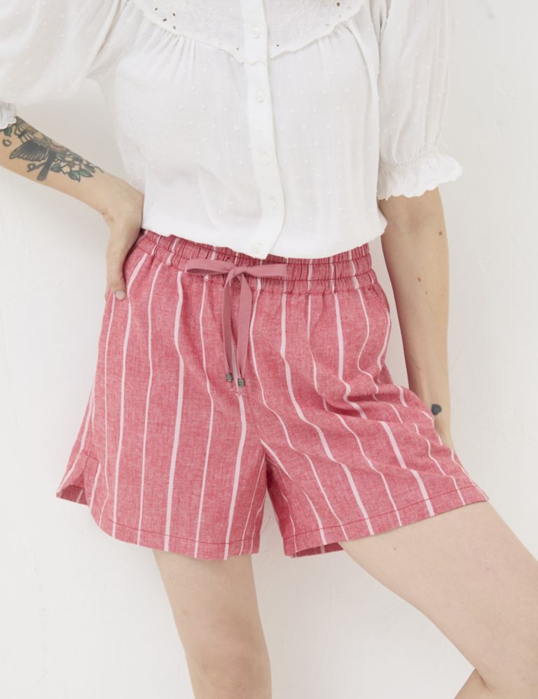 Linen Blend Striped Shorts 3 of 5