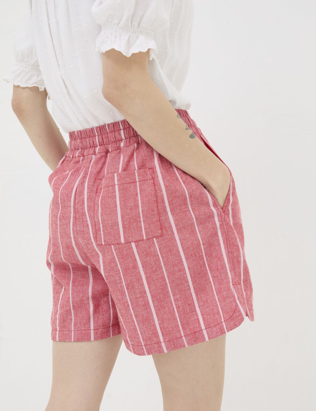 Linen Blend Striped Shorts 4 of 5