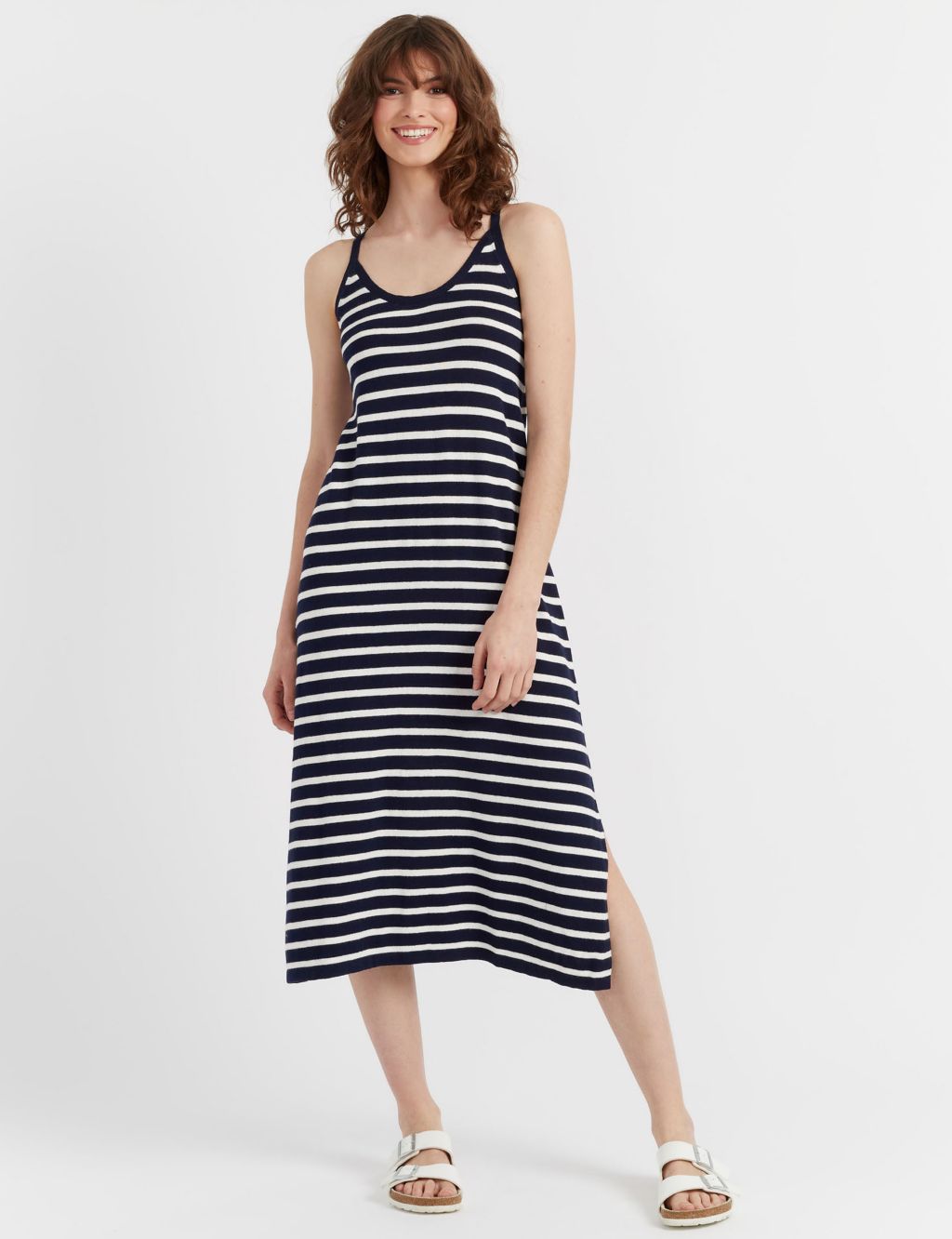 Linen Blend Striped Slip Dress 3 of 4