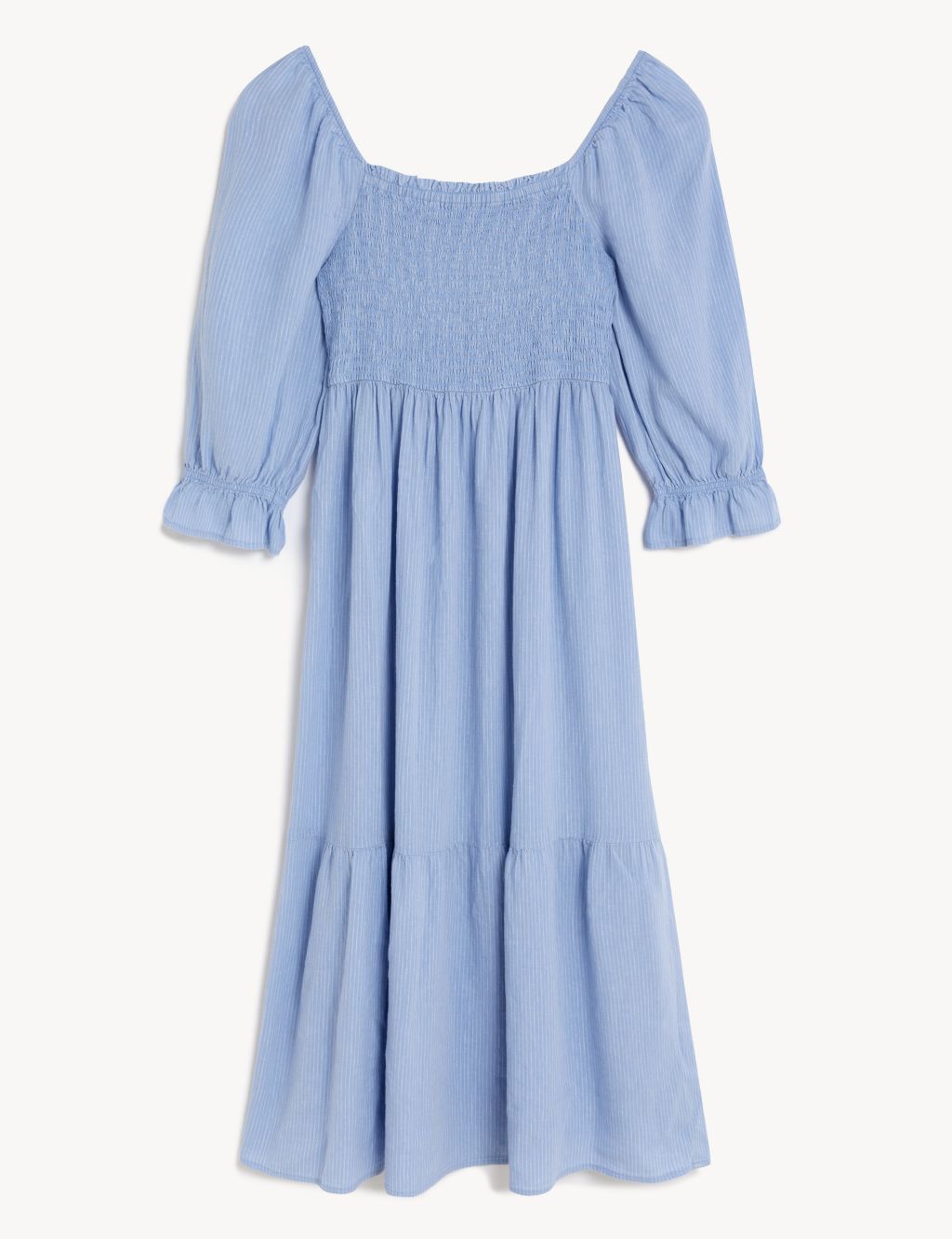 Linen Blend Striped Square Neck Midi Dress | M&S Collection | M&S