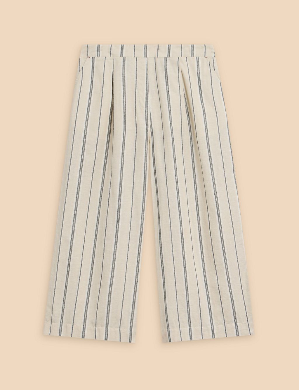 Linen Blend Striped Wide Leg Culottes 1 of 6