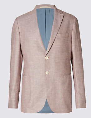 Linen Blend Tailored Fit 2 Button Jacket with Wool Image 2 of 6