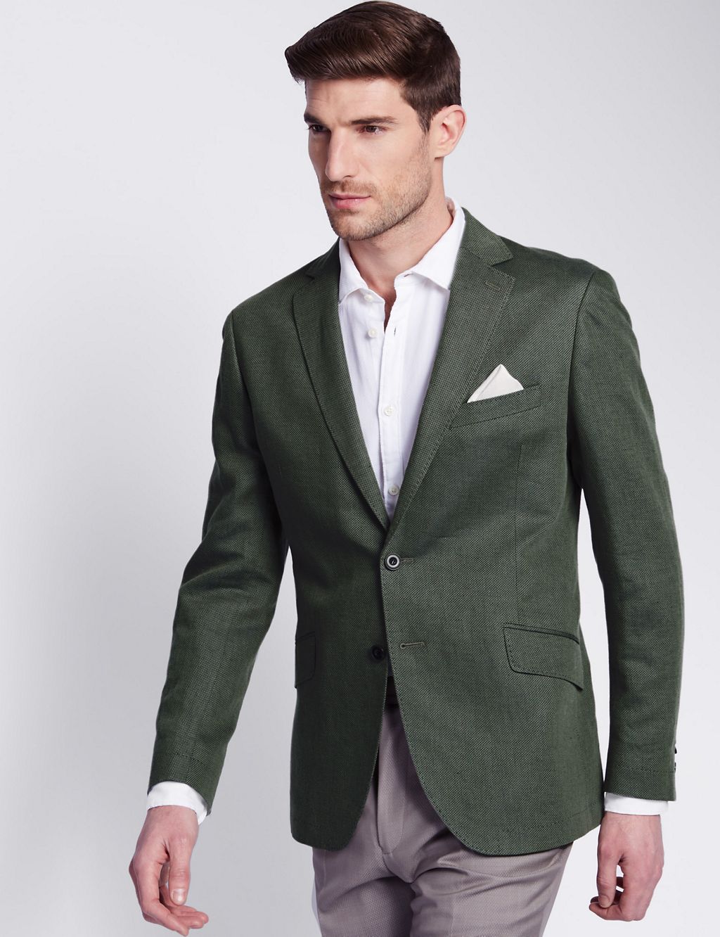 Linen Blend Tailored Fit 2 Button Jacket 3 of 8