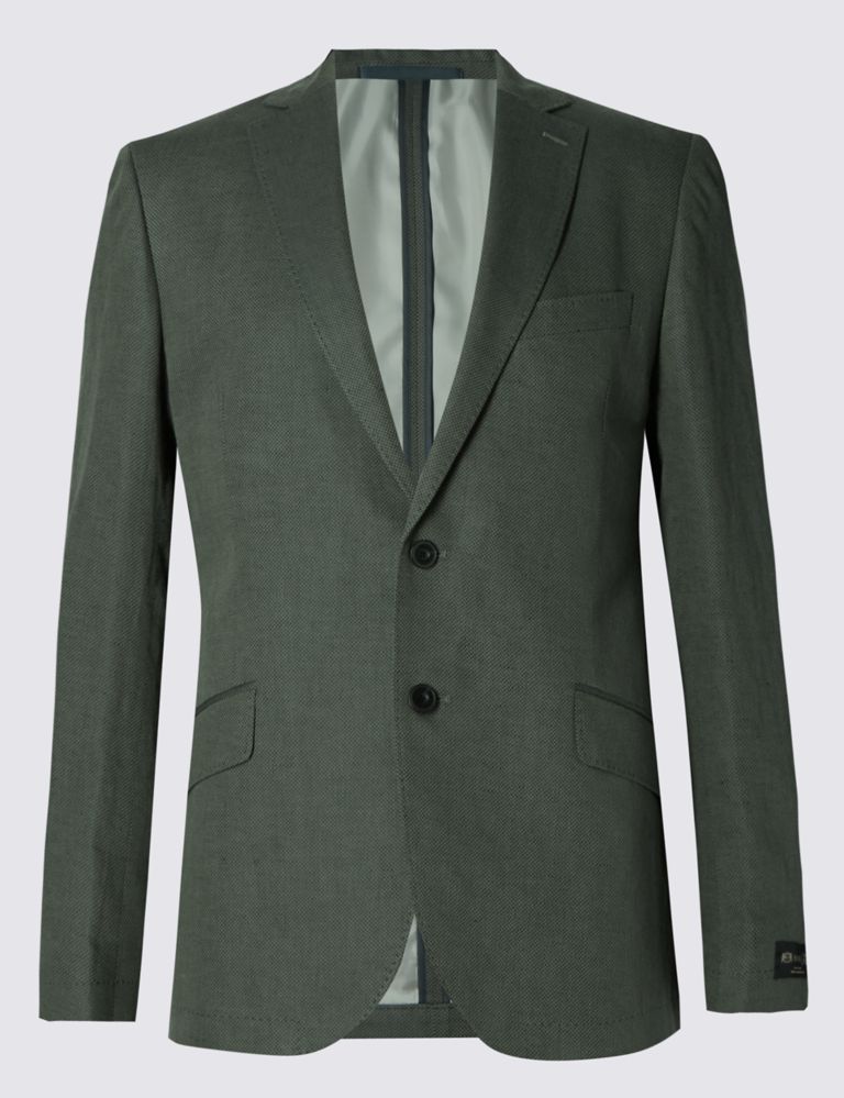 Linen Blend Tailored Fit 2 Button Jacket 2 of 8