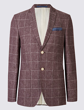 Linen Blend Tailored Fit Jacket Image 2 of 4