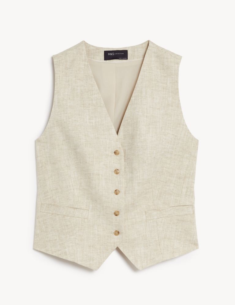 Linen Blend Tailored Waistcoat | M&S Collection | M&S