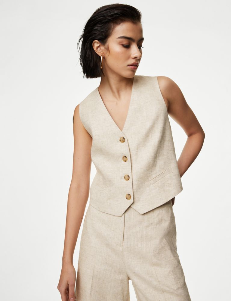 Linen Blend Tailored Waistcoat 3 of 8