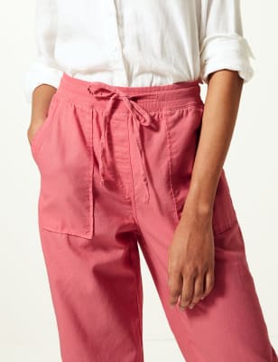 Linen-blend tapered trousers