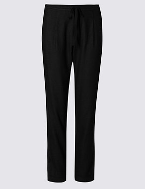 Linen Blend Tapered Leg Trousers Image 2 of 3