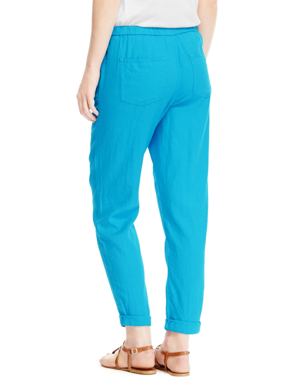 Linen Blend Tapered Leg Trousers M&S Collection M&S