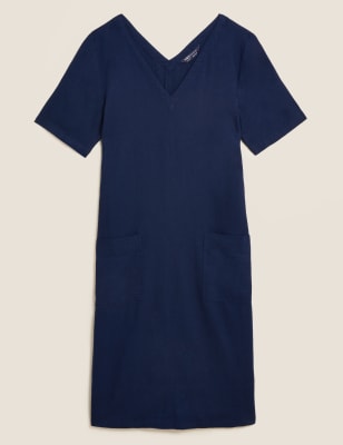 m&s linen blend shift dress