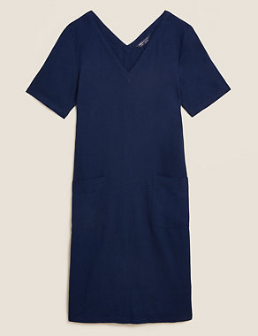 Linen Blend V-Neck Shift Dress Image 2 of 6